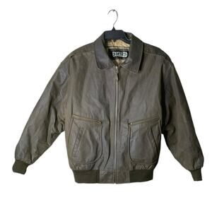 Excelled 100% Leather Bomber Jacket Men's Size XL Long Sleeves Full Zip Lined